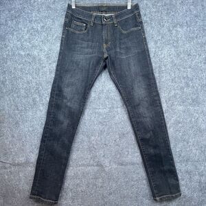 Cheq by Kaku Italy Jeans Mens Small Straight Slim Twill Lines Dark Jeweled Studs
